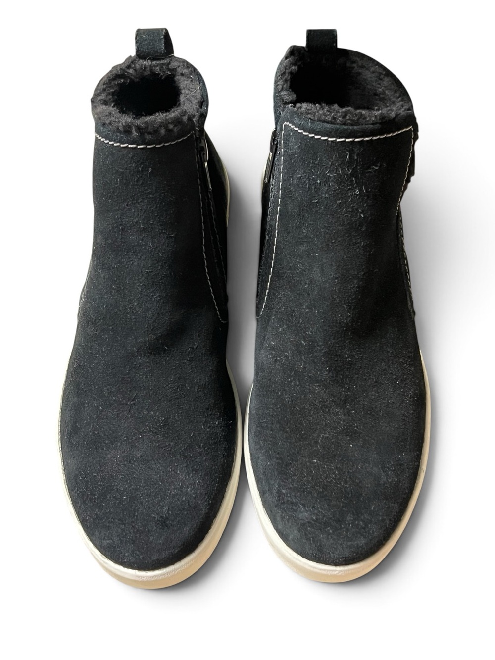 Clarks Layton Star Black Suede Faux Fur Sneaker Booties 9